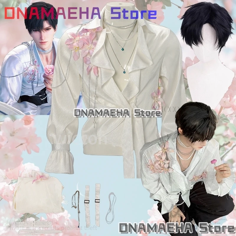 

Zayne Lishen Game Love And Deepspace Cosplay Costume Flower Shirt Sexy Handsome Anime Uniform Wigs Halloween Party Customized