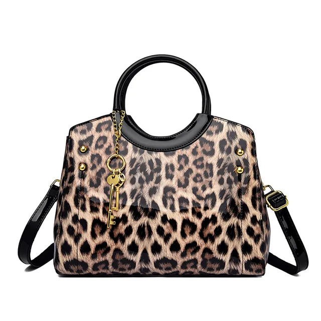 Nowe modne damskie torebki lamparta wzór europejski lakierowana damska torba na ramię kobieca dziewczyna luksusowa torba Crossbody
