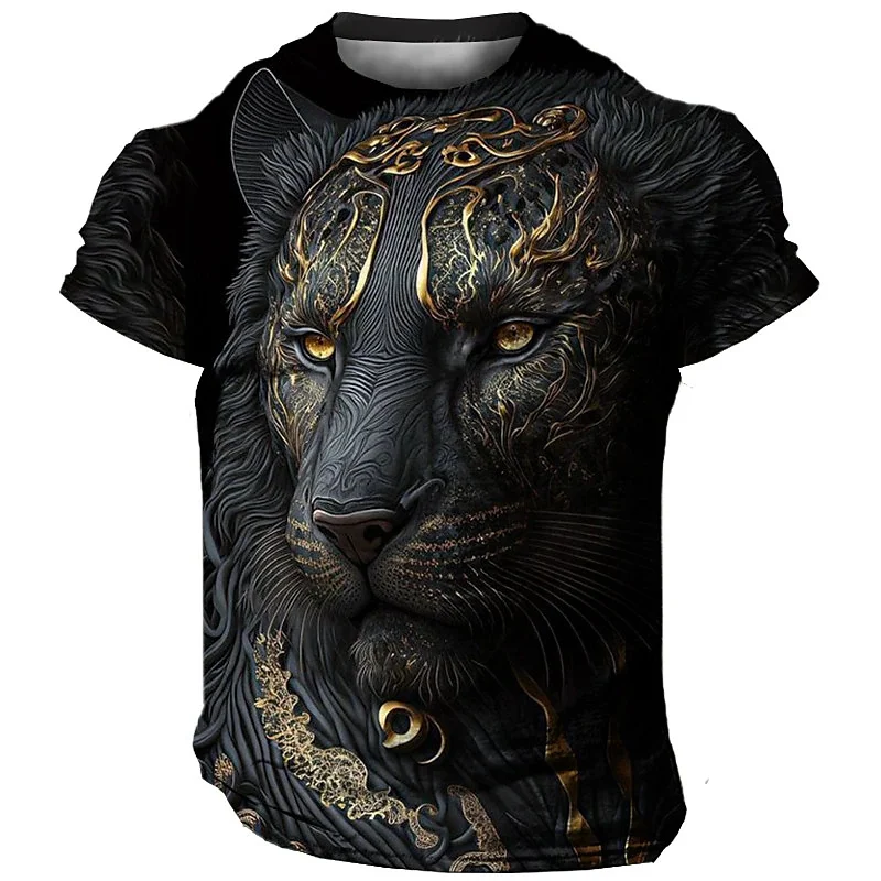 

3d Lion Print Men's T-Shirt Summer Quick Dry Short Sleeve T-Shirt For Men Street Trend Man Clothing Loose Oversized Tee 2024 Top