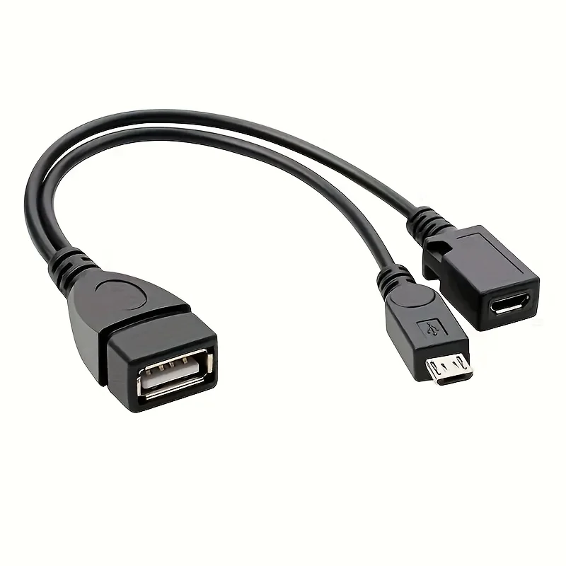 2-in-1 OTG USB to Micro USB Splitter Adapter for Fire Stick 4K/Fire TV, Android Phone/Tablet, Durable Tech Accessories
