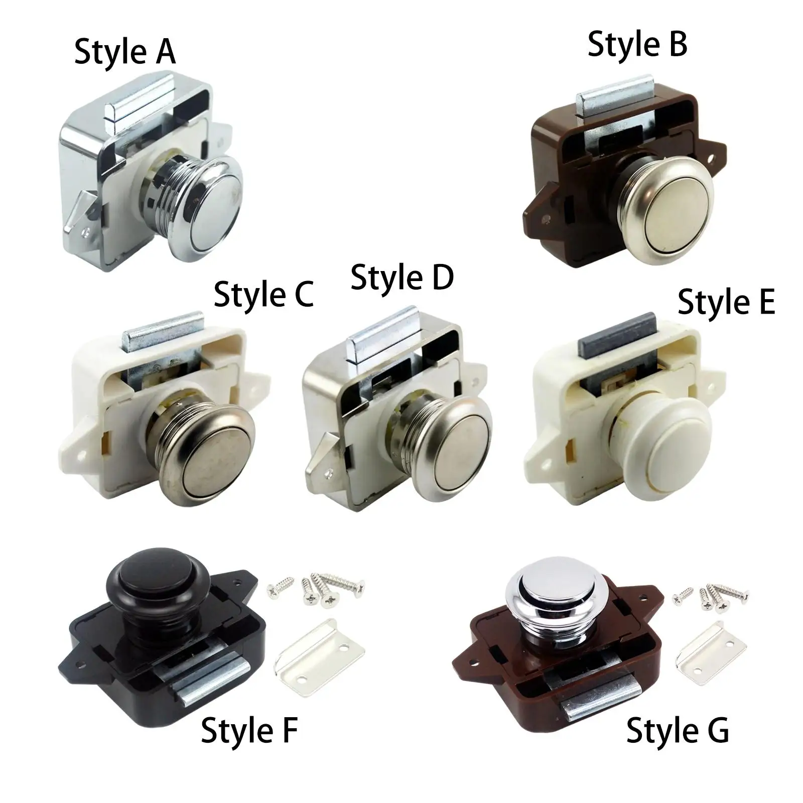 Keyless Cabinet Lock Push Button Latch RV Cupboard Catch Removable Lock for Motorhome Boat Home