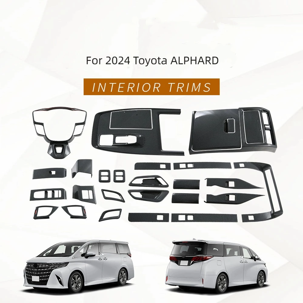 

For 2024 Toyota Alpha car modification parts, front dashboard air conditioning vents, and interior armrest decorative stickers