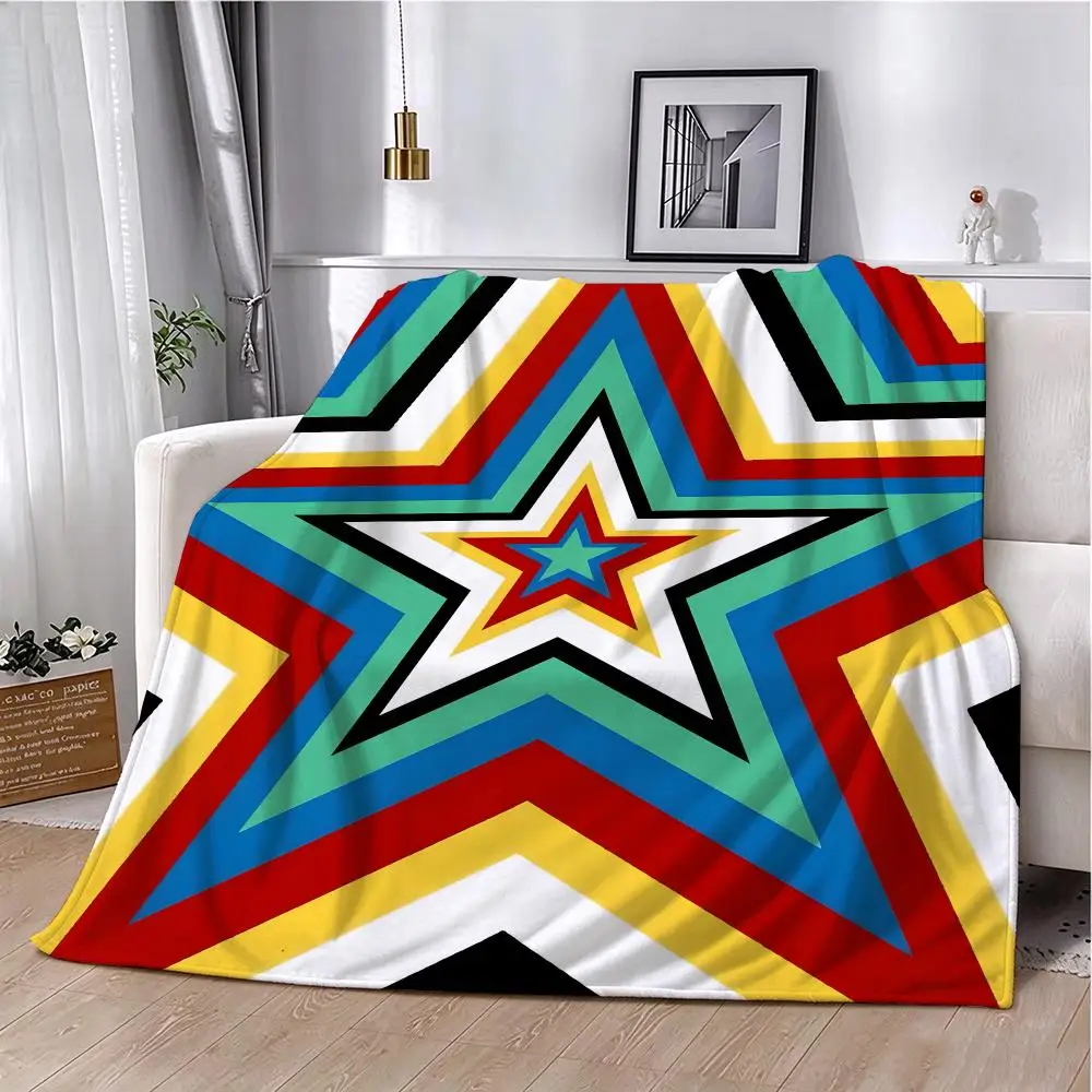 Cool Five-Pointed Star Throw Flannel Blanket Soft Comfortable Home Travel Blanket Birthday Gift Idea For Anime Fans