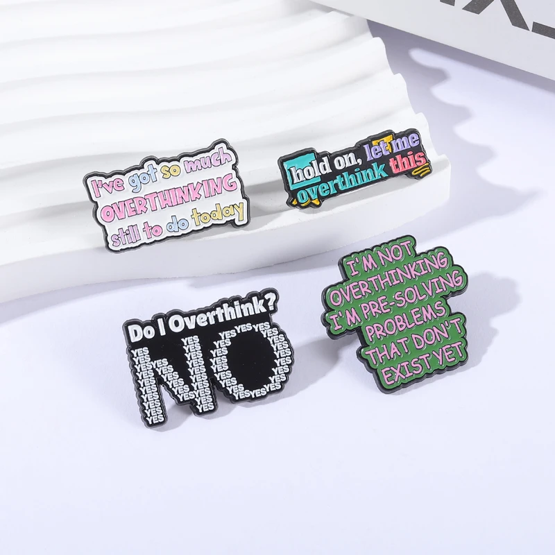 التفكير المينا دبابيس القلق دبابيس المشكلات المسبقة التي لا موجودة نجاح بايت شارات مضحك مجوهرات هدية للأصدقاء