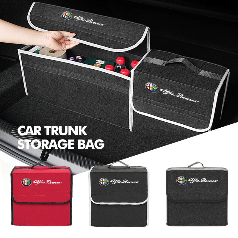 

2026 Hot Car Sticker Felt Car Trunk Storage Box Folding Travel Organizer Tool Case For Alfa Romeo 159 Giulietta Giulia 147 Mito