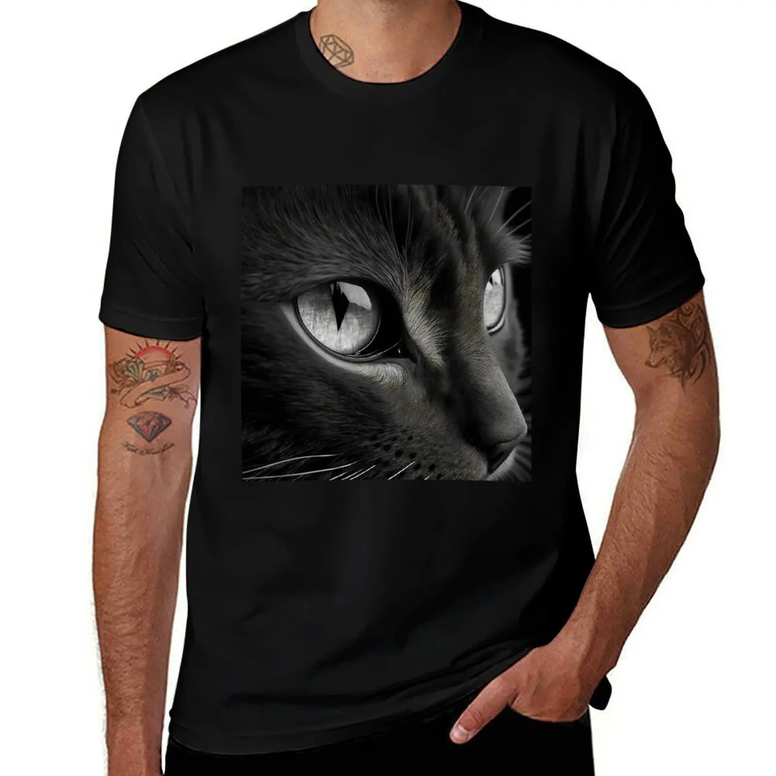 Black Cat, our feline friend T-Shirt Lightweight Cooling Short Sleeve Tee T-Shirt