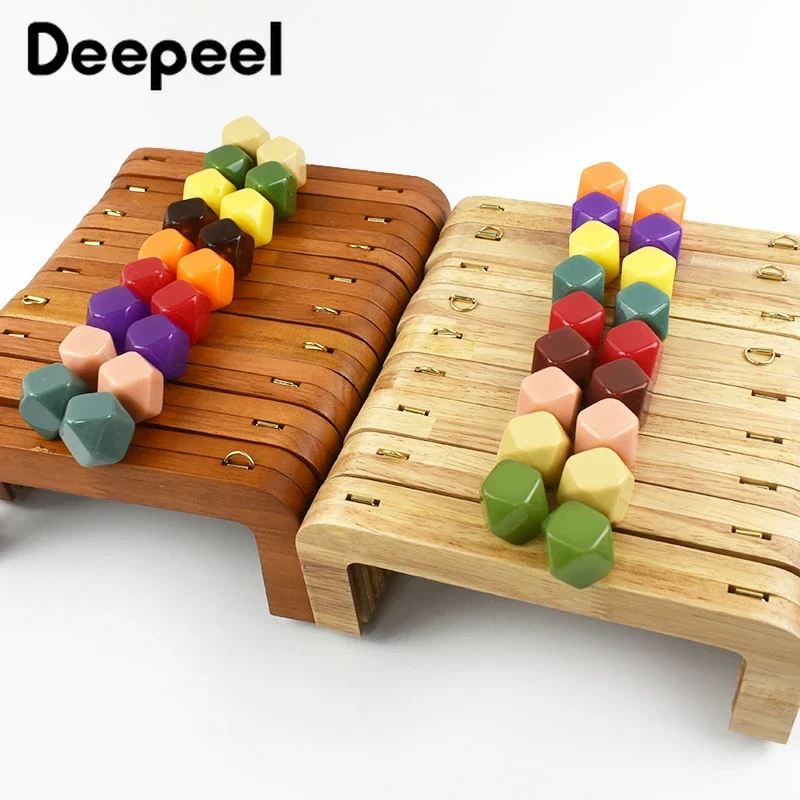 Deepeel 20cm Solid Wood Square Bag Handles Wooden Beads Kiss Clasp Locks Handbag Purse Frames Handle DIY Crafts Accessories
