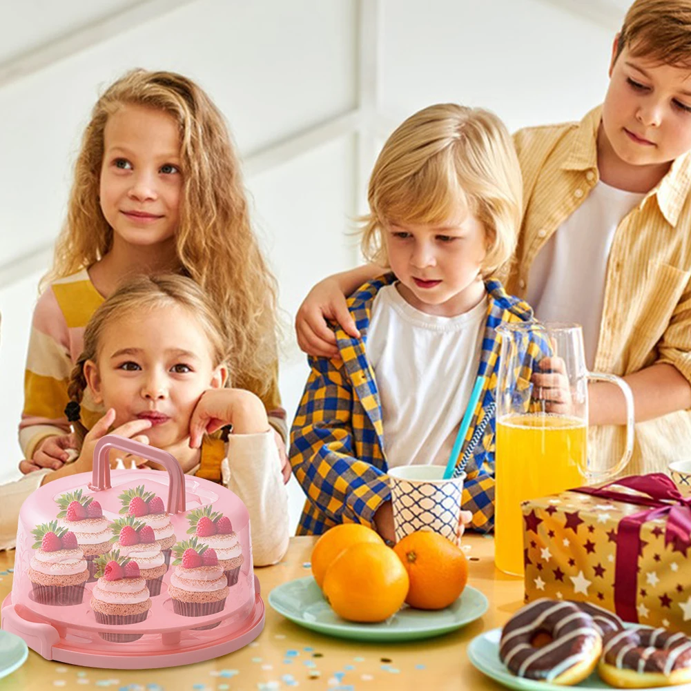 حامل كعكة مقاس 8 بوصة مع غطاء ومقبض، حامل كعكة دائري، حامل فطيرة لأي كعكة مقاس 6-8 بوصة #3