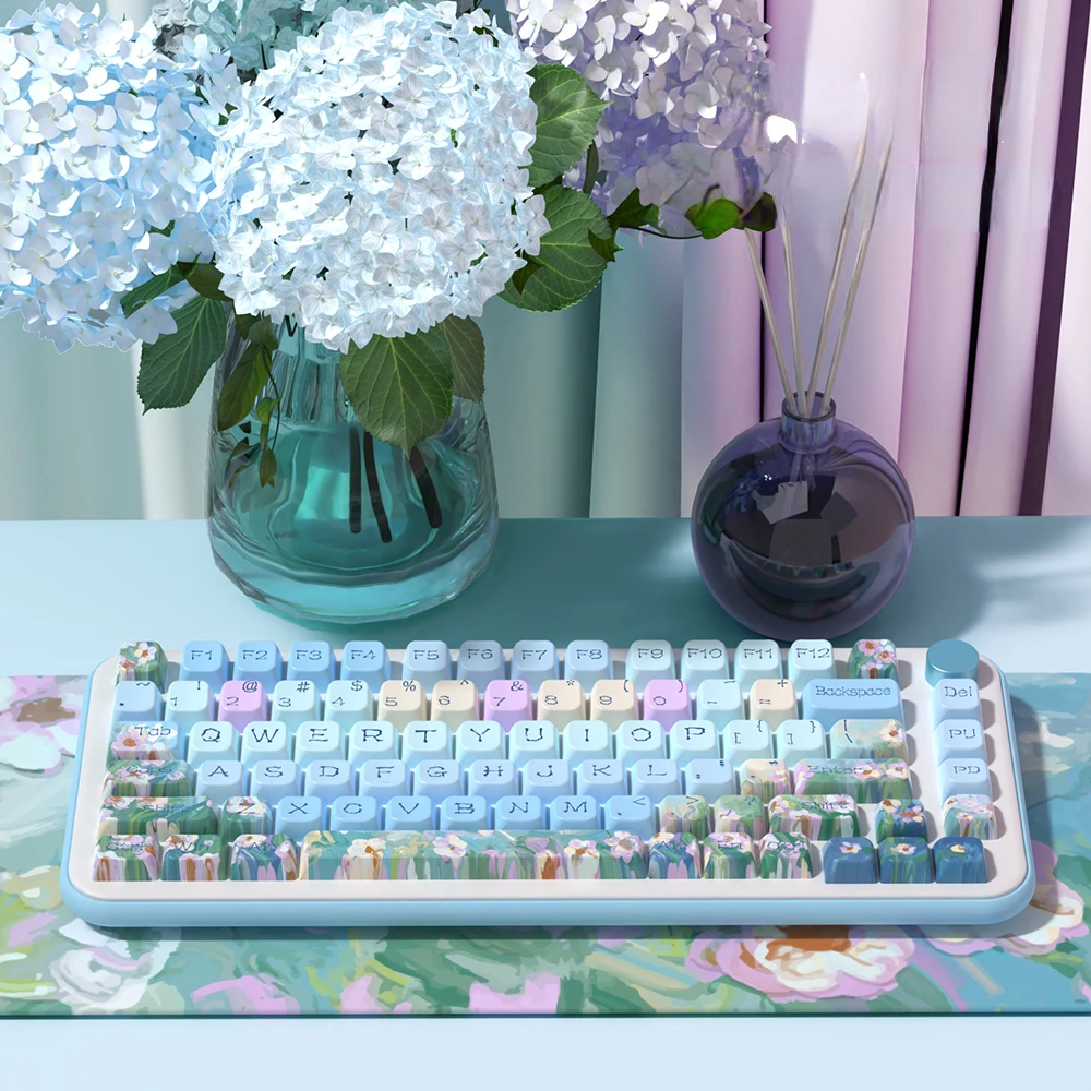 

138/158 keys Daisy Gradient Blue MDA/Cherry Profile keycaps, suitable for MX axis mechanical keyboard