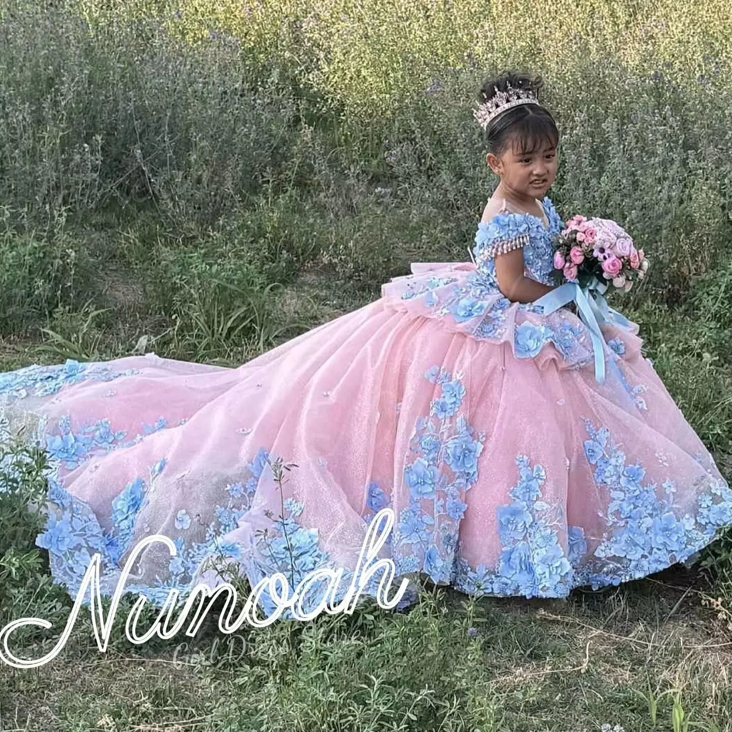 

Платье для девочек с бисером и цветочным узором для свадьбы, с кружевными аппликациями, роскошное, для дня рождения, длиной в пол, для первого причастия, на заказ