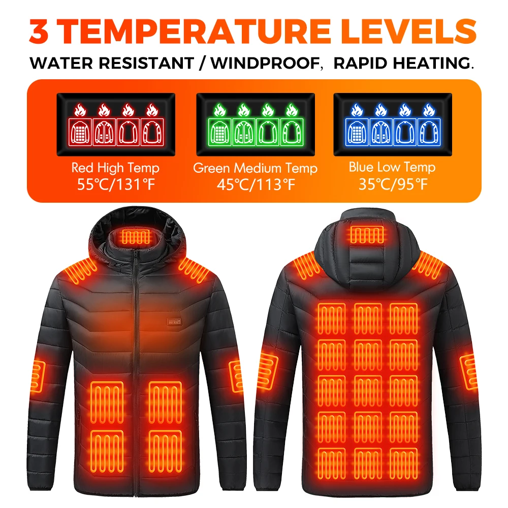 TODWARM Heated Jacket 26 Areas Winter Men\'s Women\'s Motorcycle Jacket USB Electric Heating Jacket Heated Vest Moto Thermal Cloth