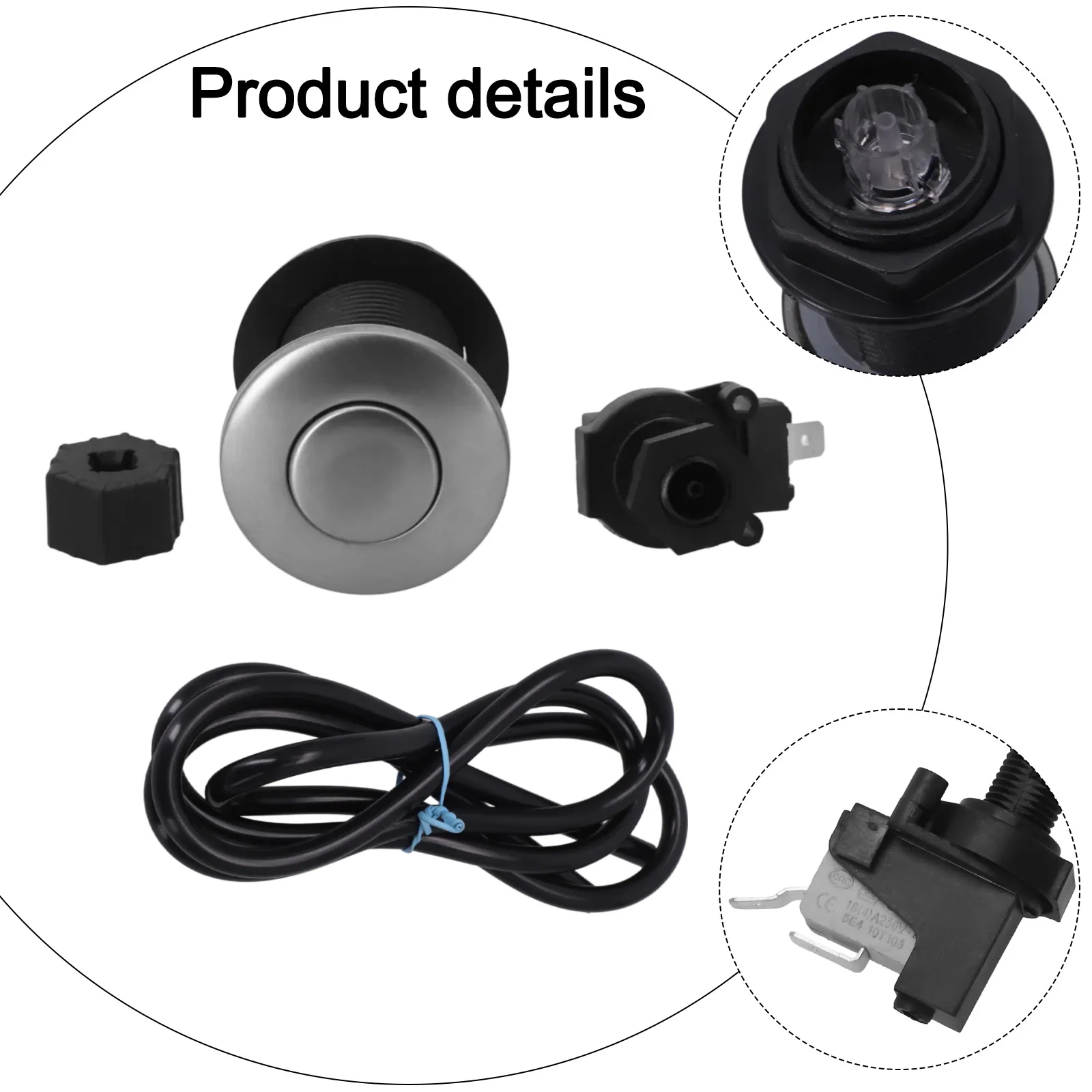 Garbage Disposal Switch Air Switch Kit ABS Material Compatible With for All Brands Easy To Install For Swimming Pools