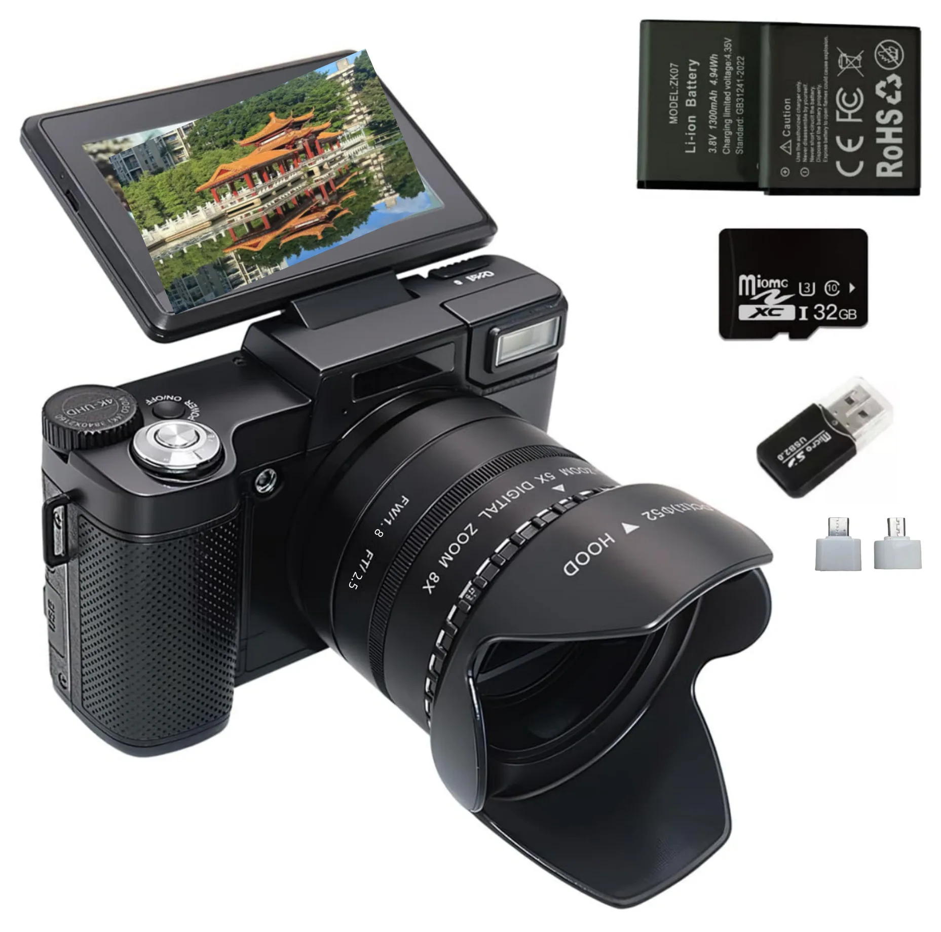 5K English version 5x optical zoom high definition digital camera micro single 64 million pixel video recorder