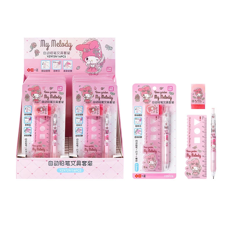 12set/lot Sanrio Kawaii Kuromi Melody Mechanical Pencil Cute 0.5MM Drawing Writing Automatic Pen School Office Supplies