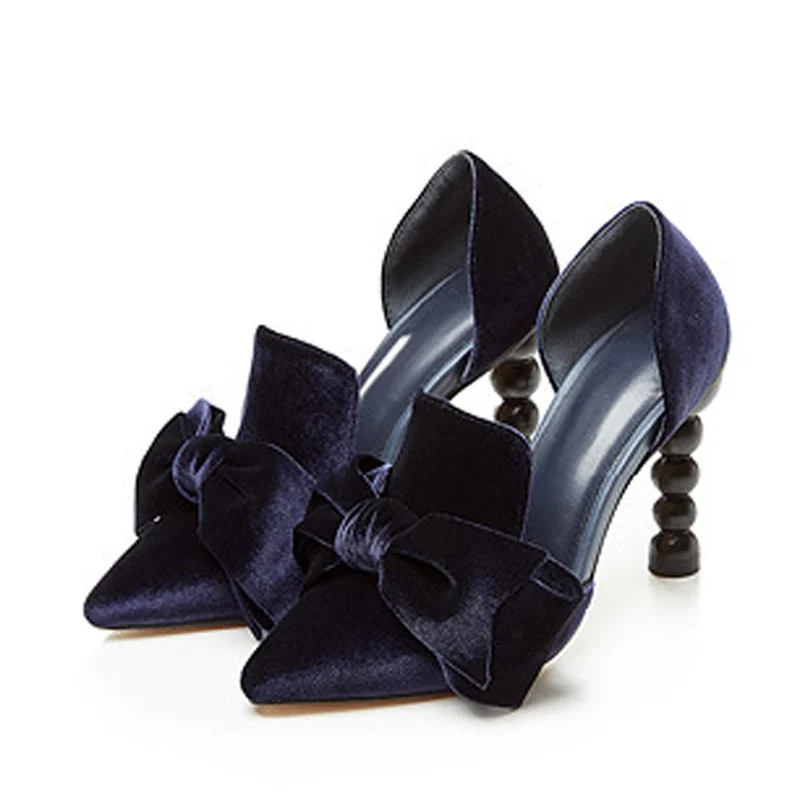 

Кожаные туфли-лодочки с цветочным принтом для подиума, фиолетовые, синие, бархатные туфли-лодочки на каблуке с бусинами и боковым вырезом, женские банкетные туфли с острым носком