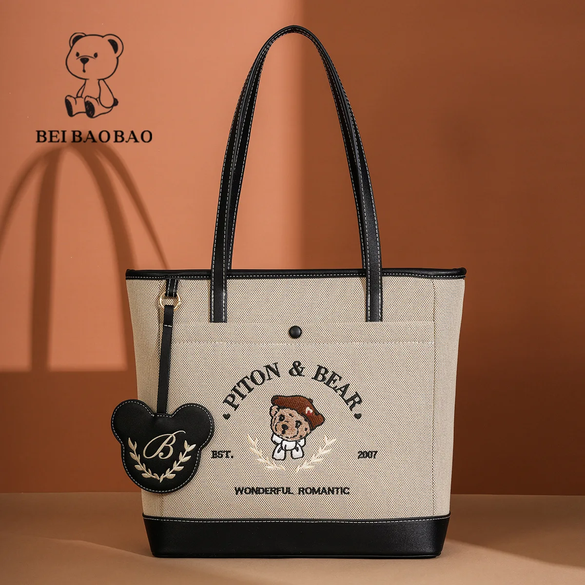 Beibaobao nowy kolor kontrastujący codzienna torba na ramię pod pachami torba na ramię o dużej pojemności kreskówka damska torba Ins Tote Bag — zdjęcie 3