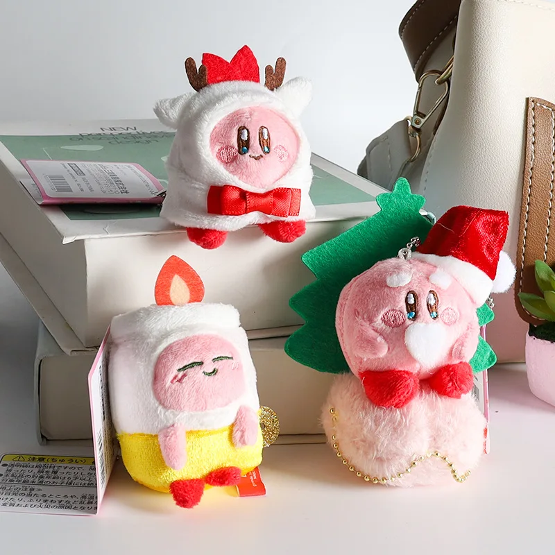 Kerstdag Kirby pluche pop hanger sleutelhanger Kawaii Sanrio kerst anime figuur sleutelhanger schooltas hanger student cadeau