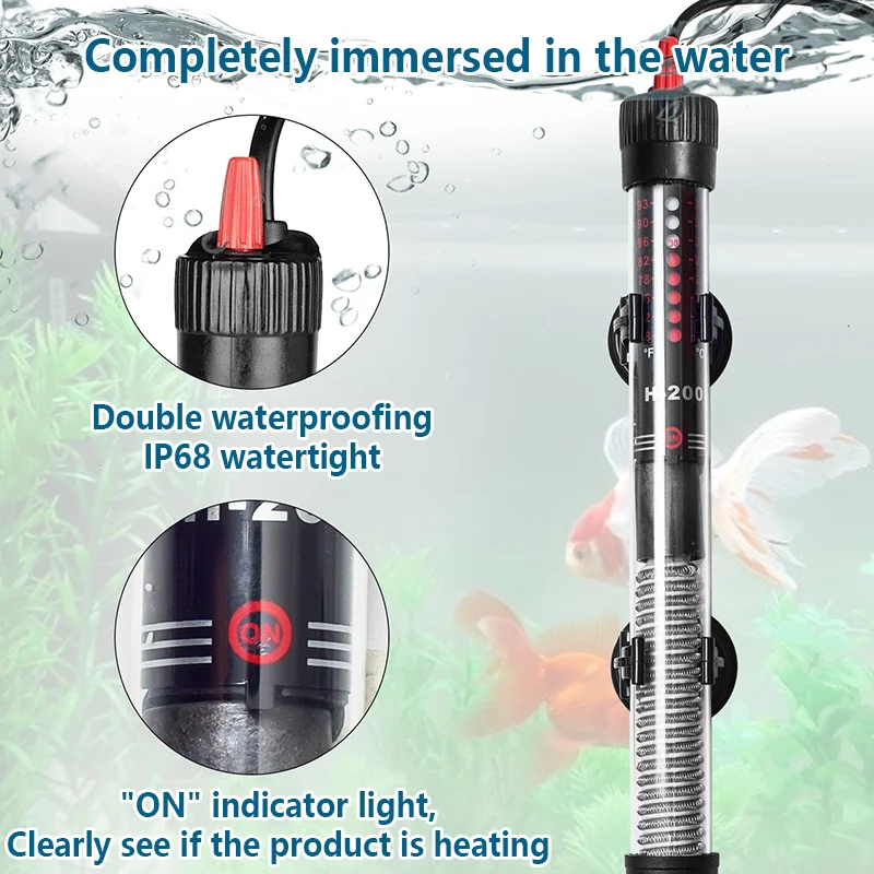 

Fish Tank Automatic Thermostat Rods with Protective Cover Fish Breeding Supplies Aquarium Heating Rod Temperature Control Tool