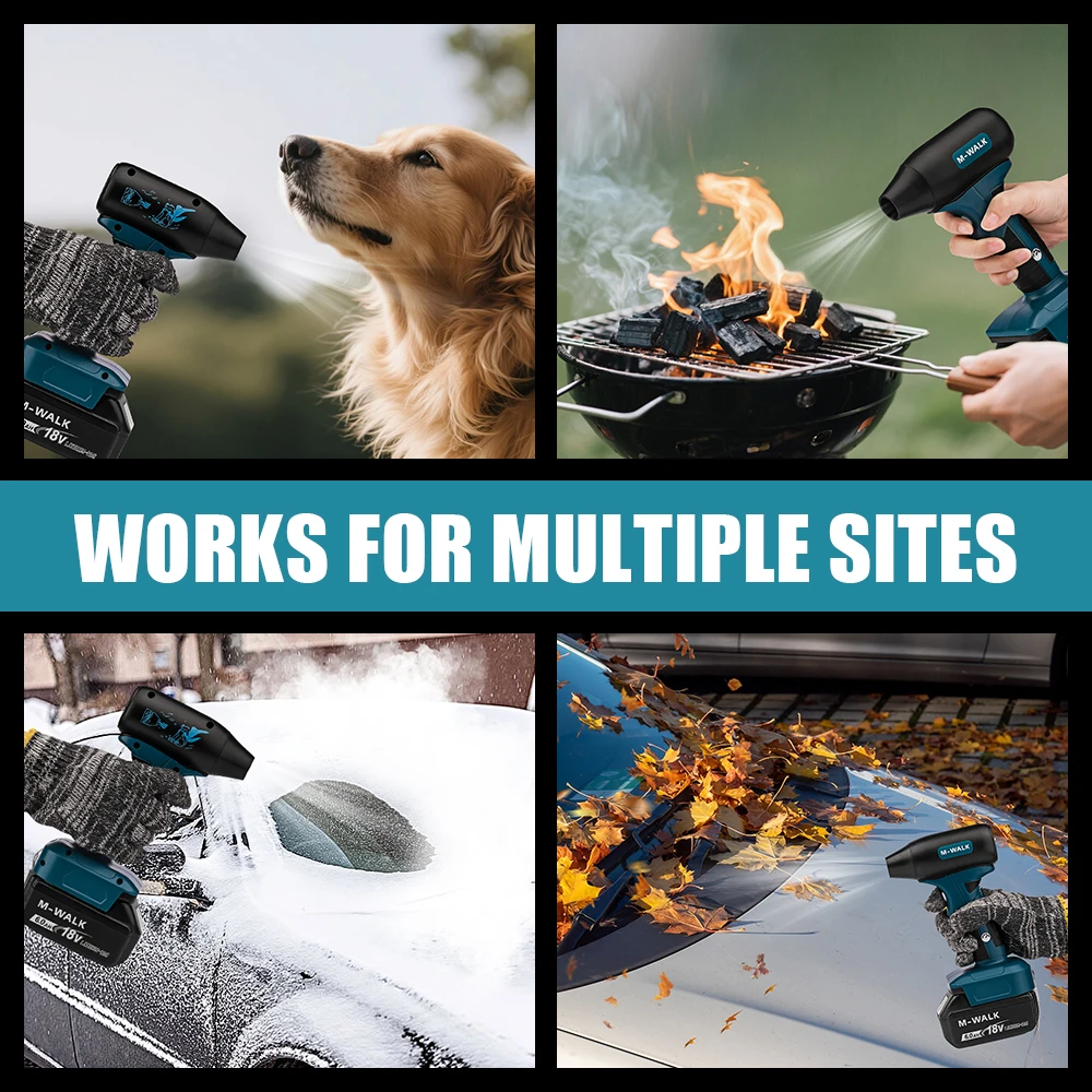 M‑WALK 130000RPM Cordless Turbo Air Blower Brushless Handheld Electric Blower Garden Dust Cleaning Tool Fit Makita 18V Battery