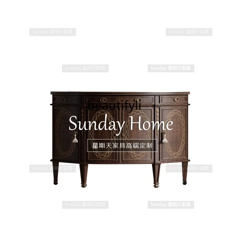 

Cy56 Chinese oval entrance cabinet log old retro living room large capacity locker