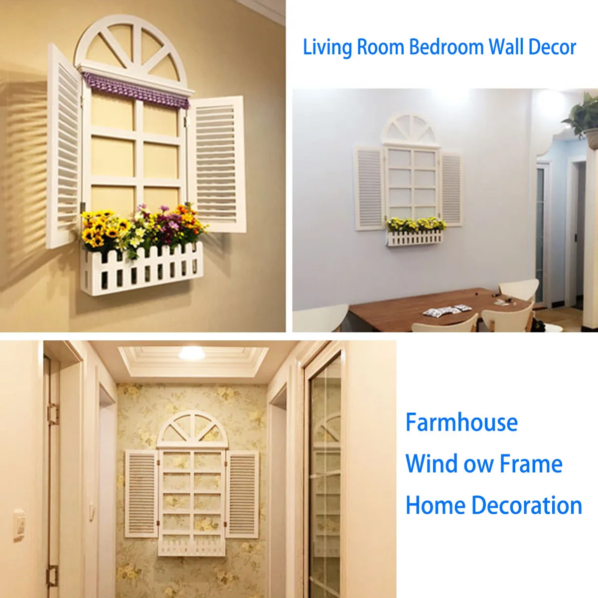 

Rustic Window Frame Bedroom Wall Decor, Farmhouse Living Room Home Decor, Wall Decoration for Kitchen Hallway Garden Courtyard