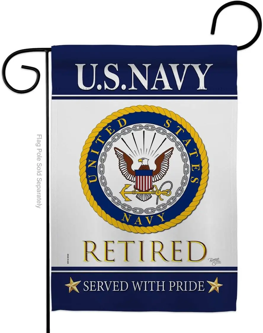 Breeze Decor Navy US Retired Garden Flag Armed Forces USN Seabee United State American Military Veteran Retire Official Small De