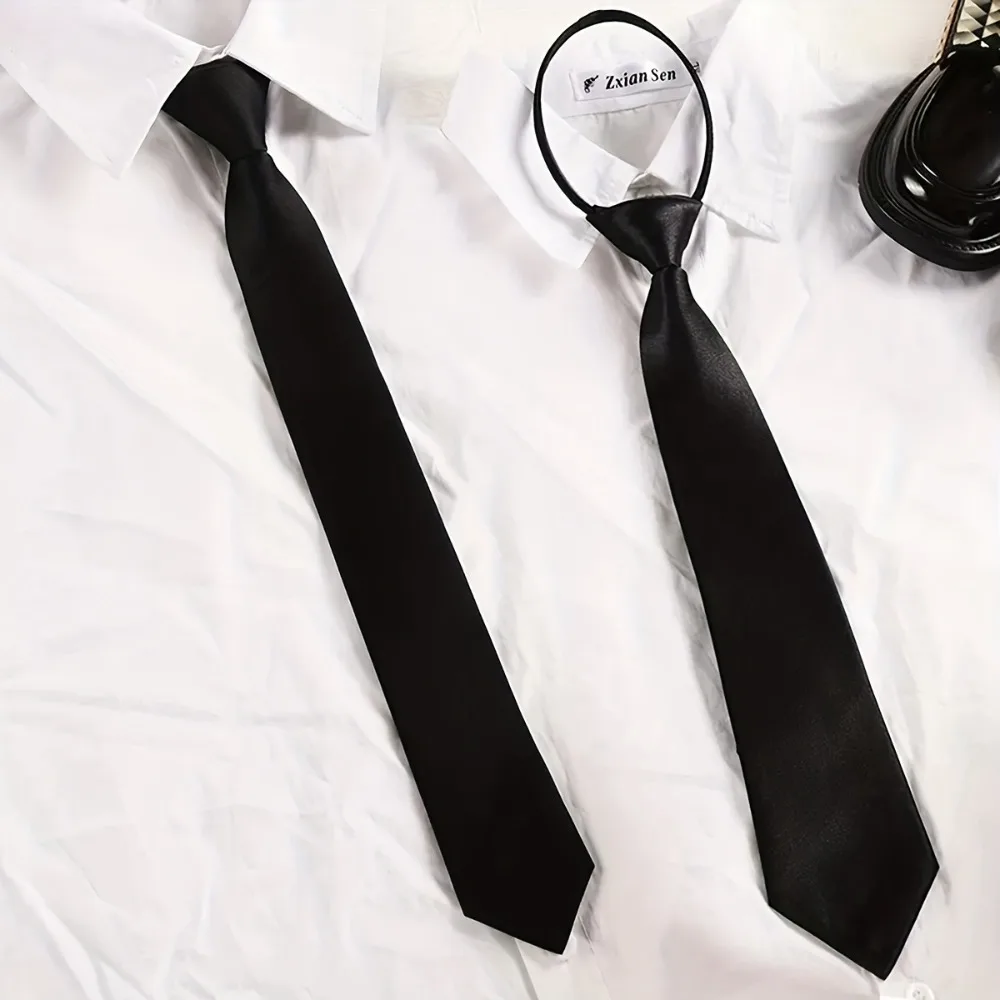

Unisex Black Matte Clip-on Tie, Security Tie for Uniform Shirt Suit, Steward Funeral Student Lazy Necktie