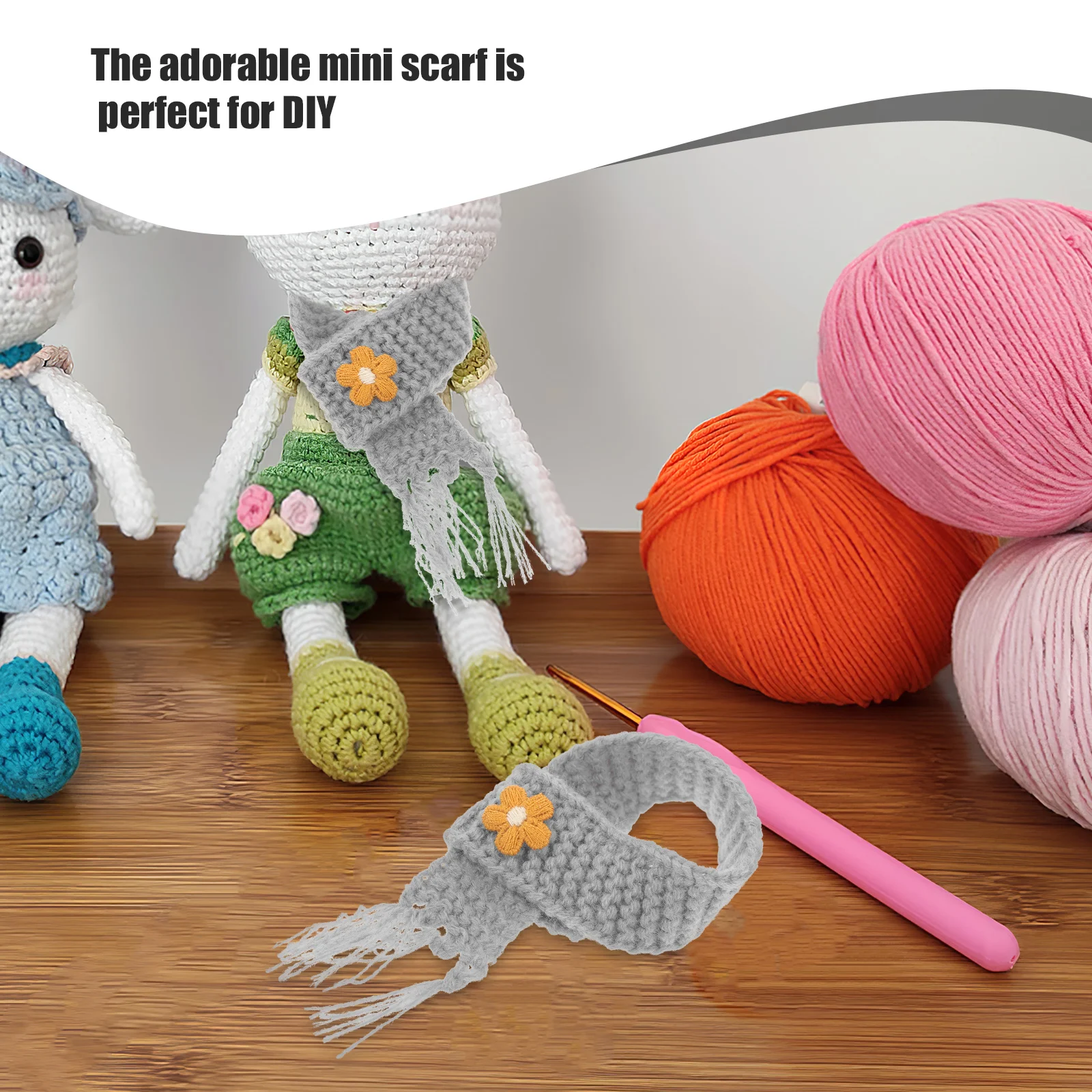 

5 Pcs Mini Scarf Adjustable Size Soft Yarn Decorative Accessory Bottle Decoration Party Favor Lovely Knitted for