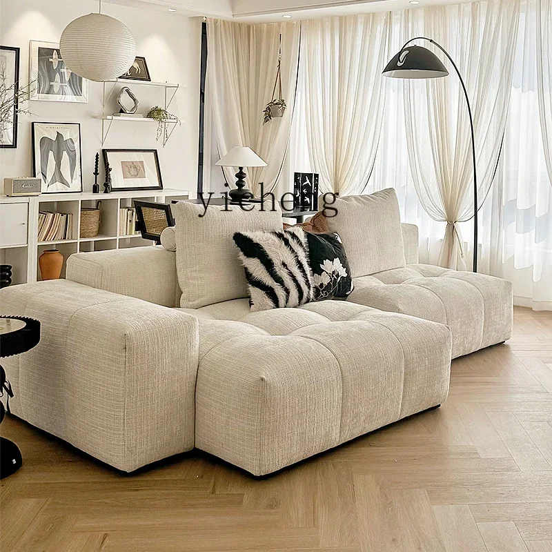 Fabric Sofa Small Apartment Modern Mid-Ancient Cream Style U-Shaped Simple Minimalist Sofa
