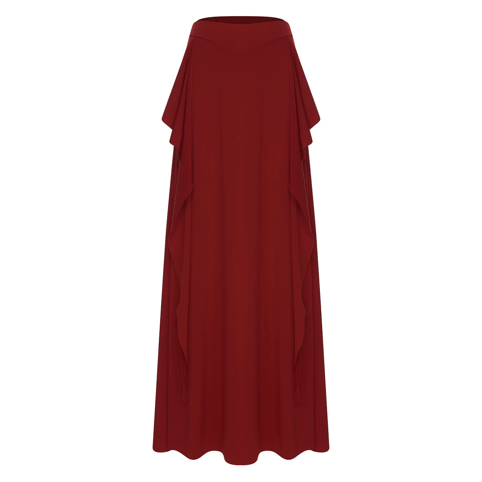 

Womens Belly Dance Skirt Elastic Waist Cascading Ruffles Side Slit Safety Shorts Maxi Skirt Dancewear for Oriental Folk Dancing