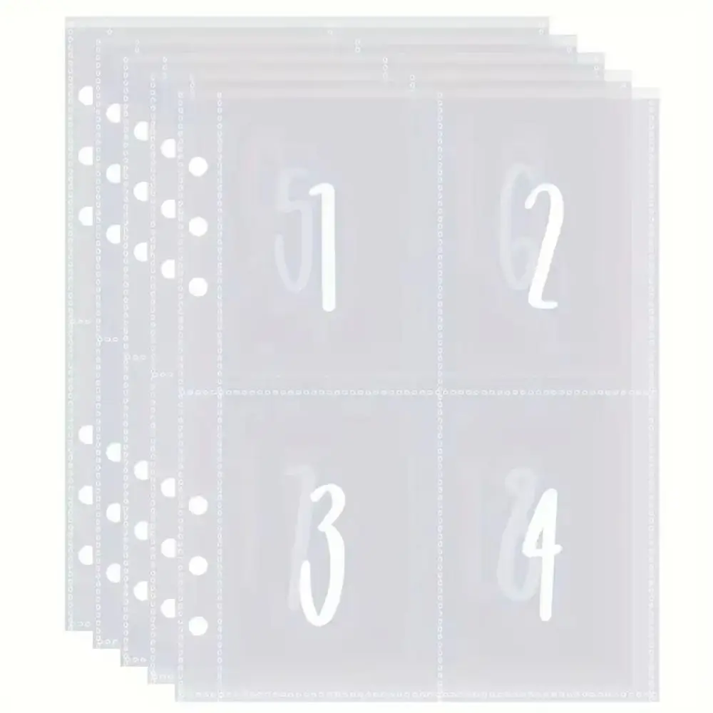 Cash Organizer 4 Pocket Money Challenge Envelopes A5 1~100 Numbers Money Pockets Refill Pages Pre-marked Envelopes