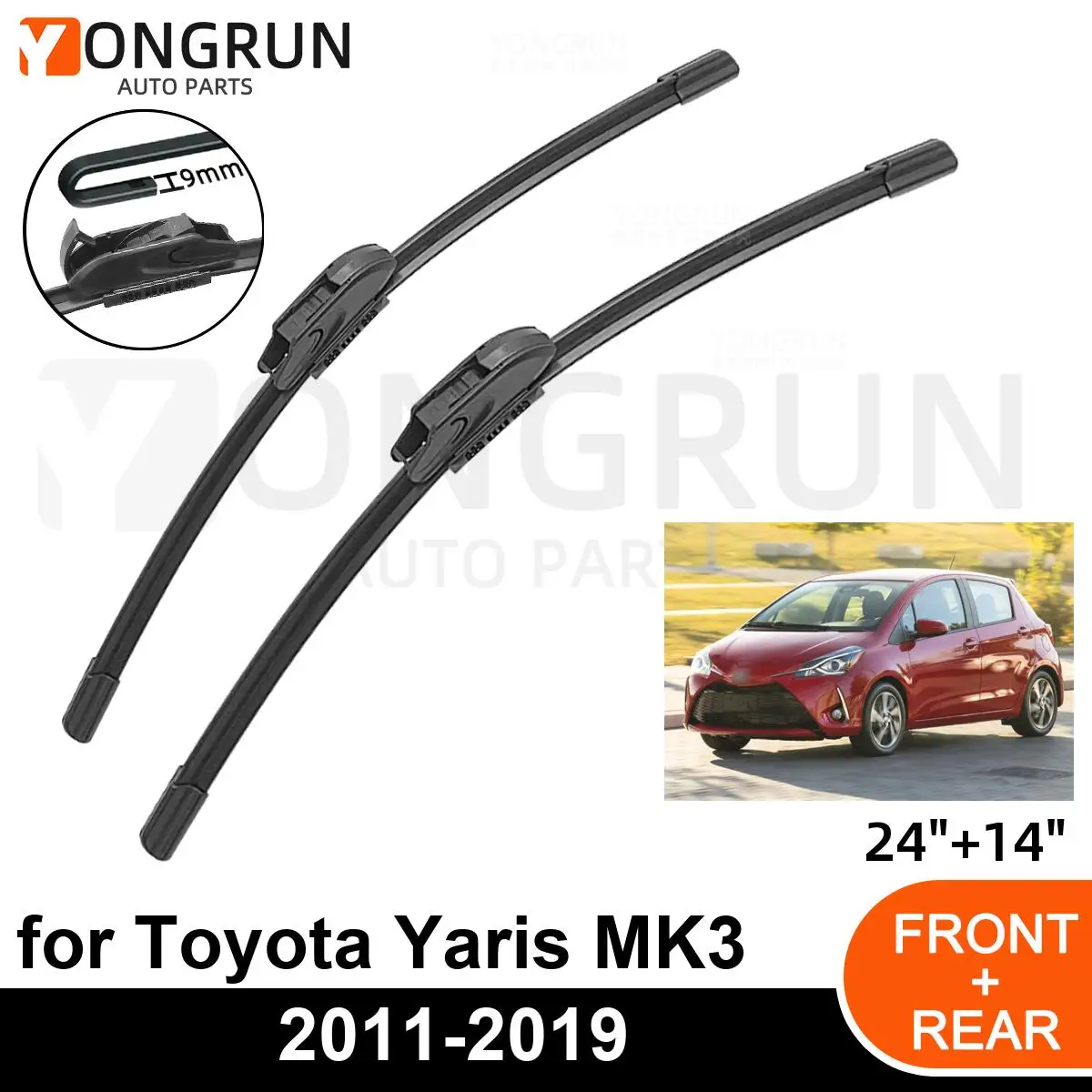 

Стеклоочистители для Toyota Yaris MK3 2011-2019, резиновые щетки стеклоочистителя 24 + 14 дюймов, аксессуары для лобового стекла автомобиля