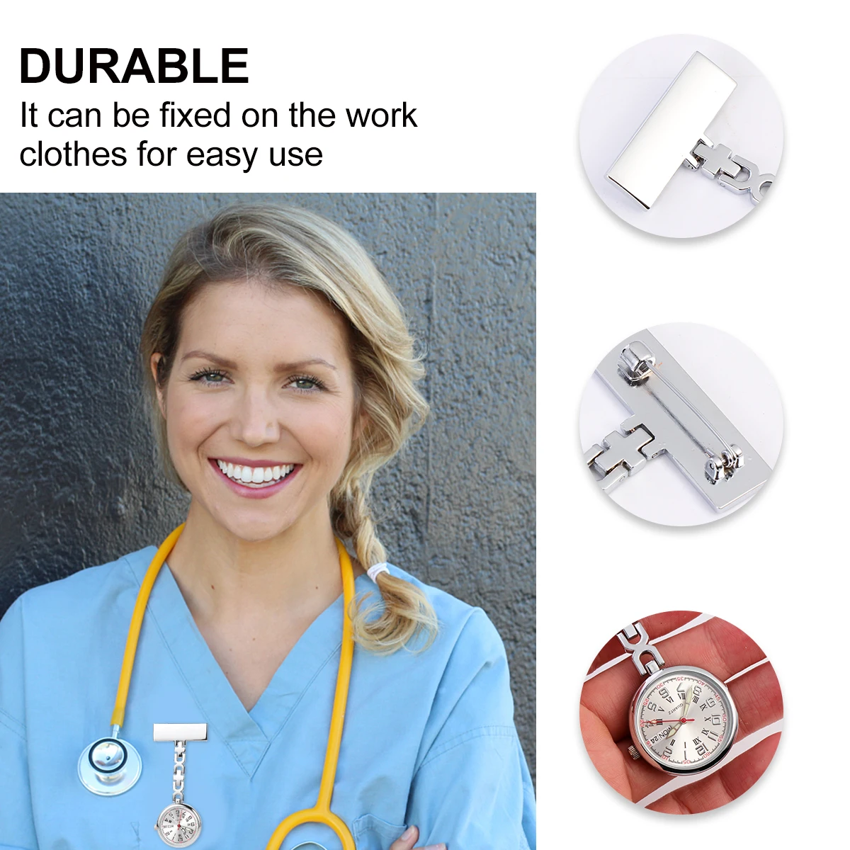 

Adorable Nurse Luminous Stable Medical Staff Unisex Quartz Alloy Glow Dark Easy Fix Time Day Display Gift Sister