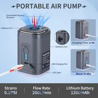 Mini pompe à air portable avec batterie 1300 mAh rechargeable par USB pour gonfler et dégonfler pour flotteurs de piscine, lit d'air, sacs de stockage sous vide 2