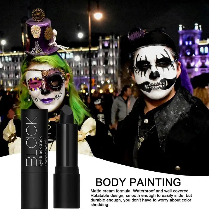 Zwarte ogen Gezicht Body Paint Stick Crème Make-up Pen Veilig Lichtgewicht Halloween Kostuum Feest Sport Waterdicht Oog Zwarte Stok