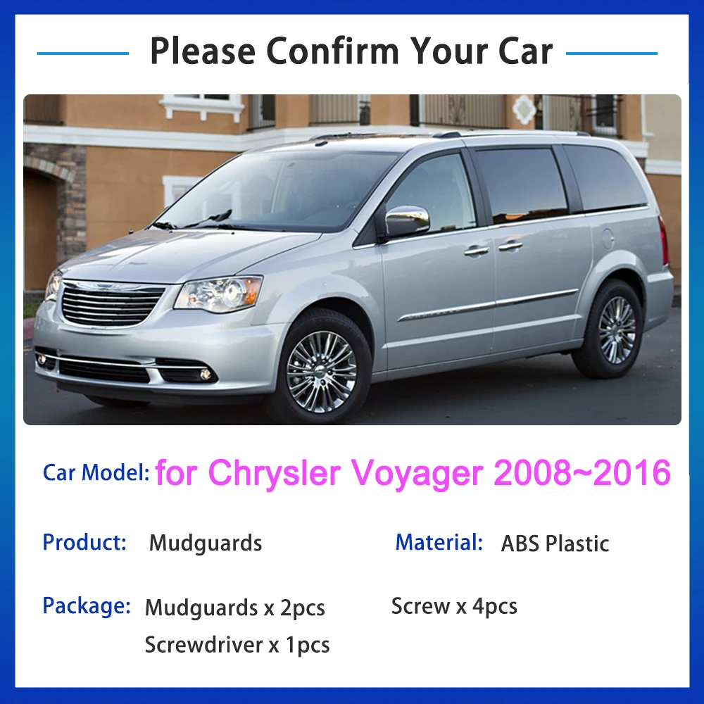 for Chrysler Voyager 2008~2016 2009 2010 2011 2012 2013 2014 2015 Mudflap Mudguard Splash Grade Front Wheels Fenders Accessories