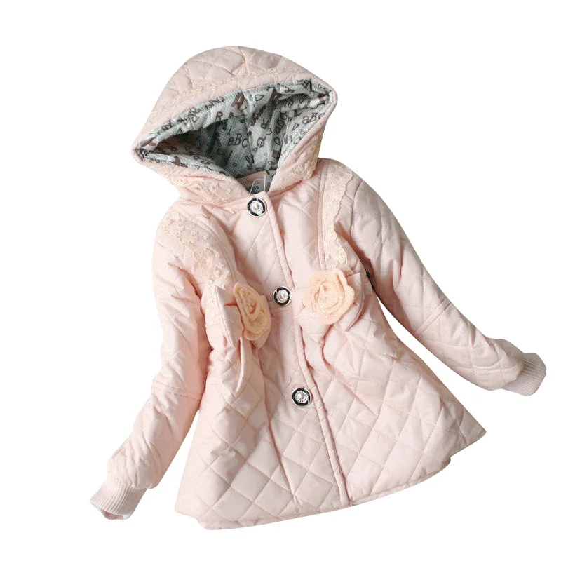 Girls Warm Coat 2-6 Years Little Baby Girls Long Sleeve Hooded Jacket Cotton Lining Kids Tops Suitable for About 10 Degree