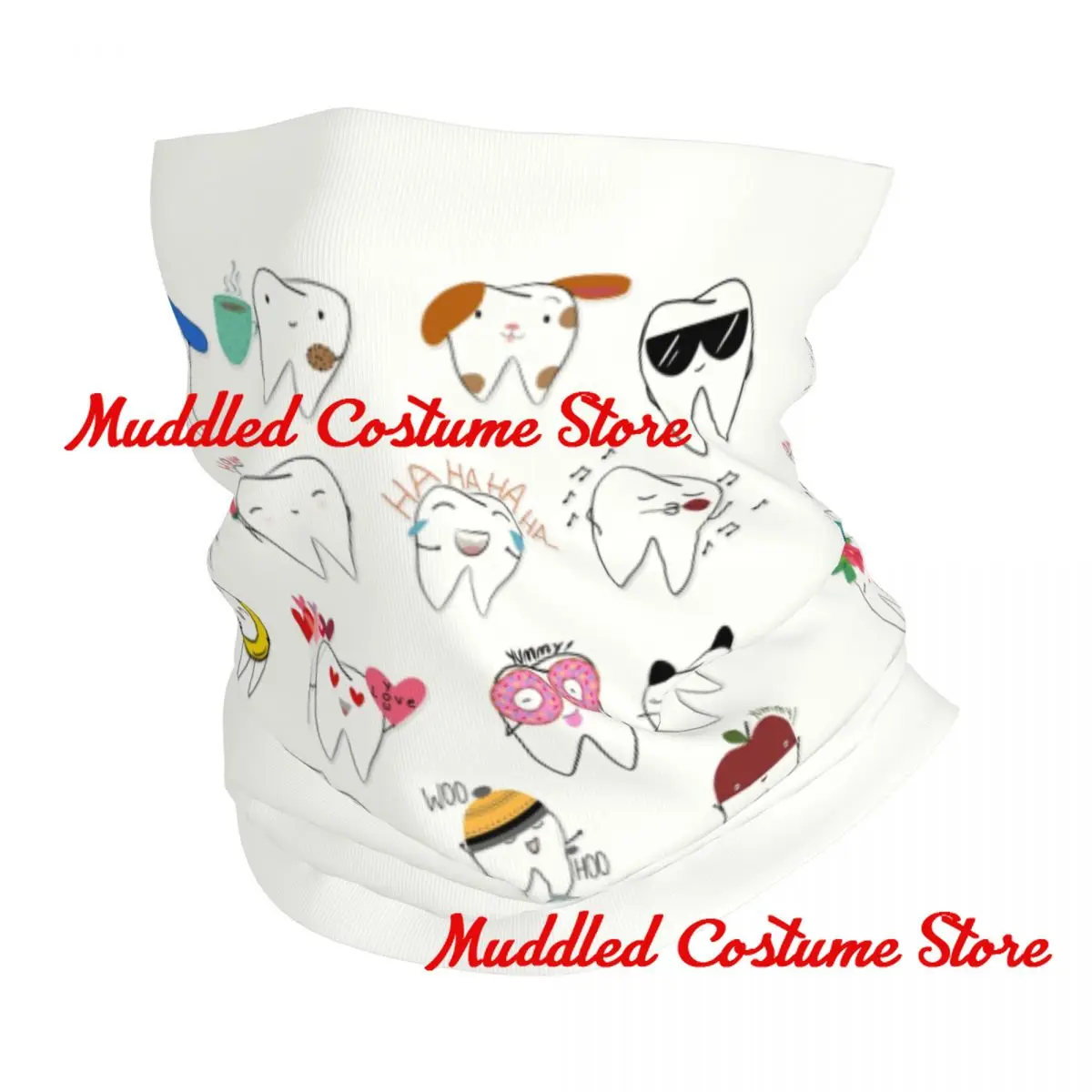 

Custom Baby Teeth Tooth Bandana Neck Gaiter for Hiking Hunting Women Men Wrap Scarf Headband Warmer