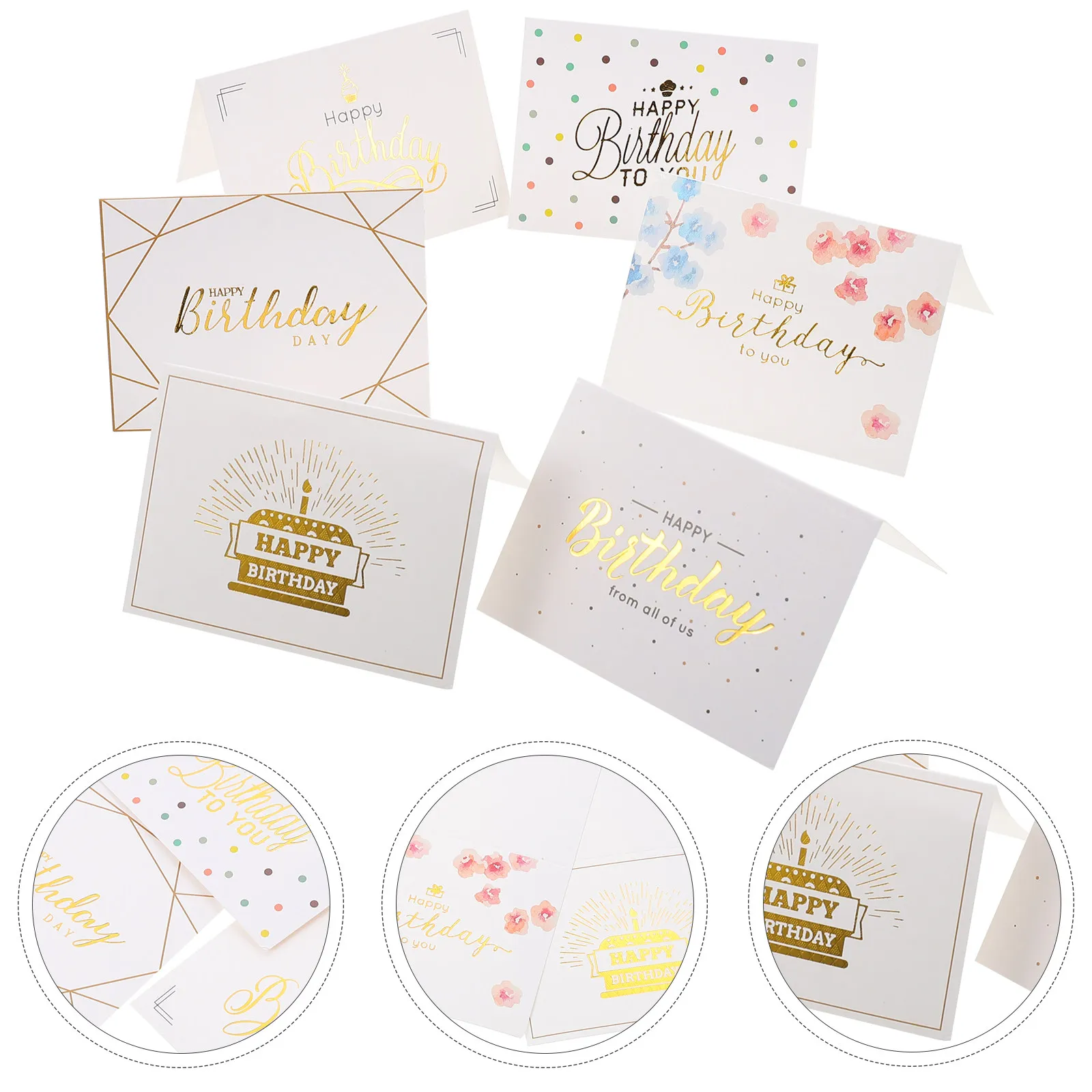 

60Pcs Elegant Birthday Greeting Cards Gold Foil Accents Folding Cards for Mom Teacher Colleague Celebration Supplies