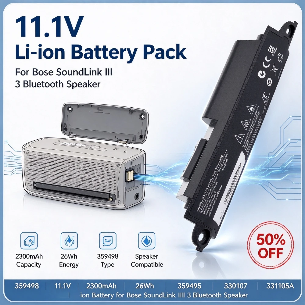 359498 359495 330107 330105A 11.1V 2300mAh 26Wh Replacement Li-ion Battery for Bose SoundLink III 3 Bluetooth Speaker Battery