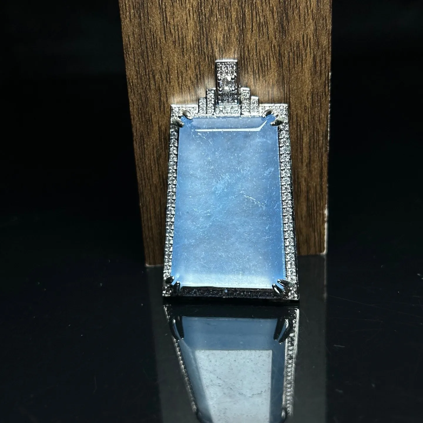 Real Natural High Ice Blue Burme Jade Jadeite amulet Pendant & Necklace