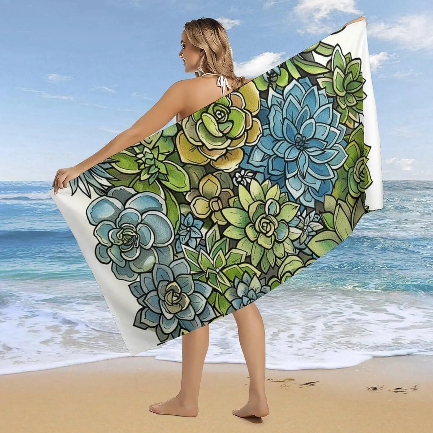Succulents photo Beach Towel for Family stuffs friend Gifts Quick-Dry Sand free For Bath Yoga Tourism Beach Camping Swimming GYM