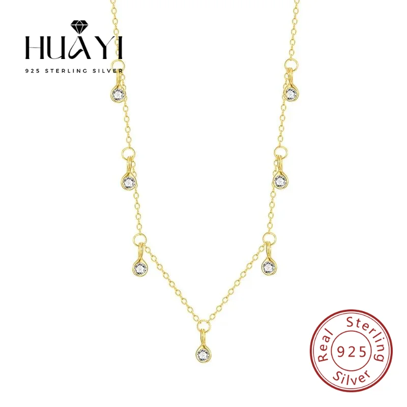 

Fashion Jewellery 925 Sterling Silver Geometric Water Drop Zircon Pendant Necklace Gold/Silver Plated Necklaces for Women