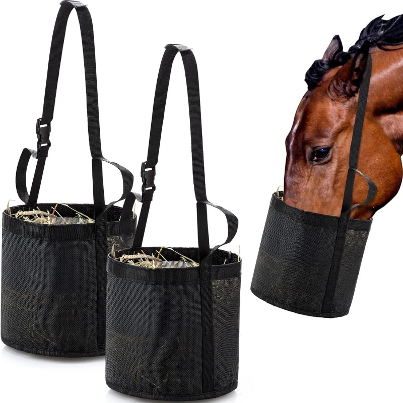 

Horse straw elastic adjustable horse feed outdoor neck feeding bag mouth hay