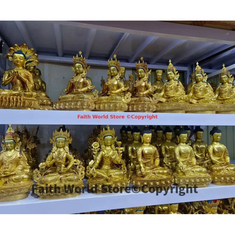 Wholesale Buddha statue 32cm large Good quality Guru Rinpoche Amitabha Shakyamuni Guanyin Tara Vajrasattva Buddha COPPER statue