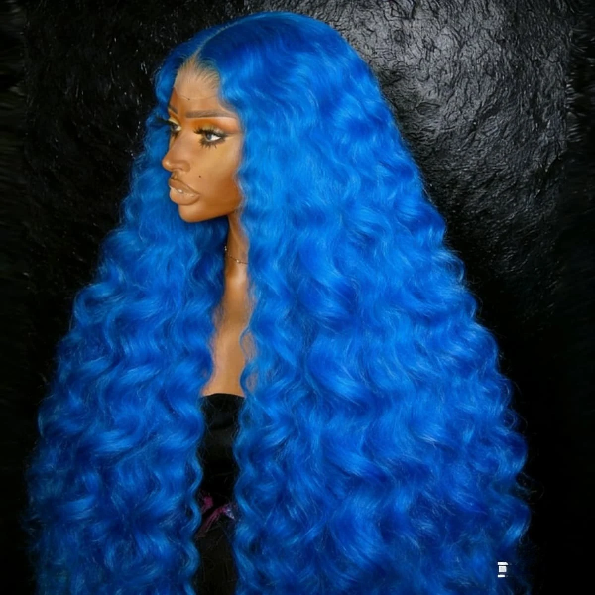 

Синтетический парик Deep Wave синего цвета с кружевной передней частью, плотность 250%, 13x4 HD, длинные кудрявые волосы для повседневного использования, вечеринок, косплея, K-Pop парик