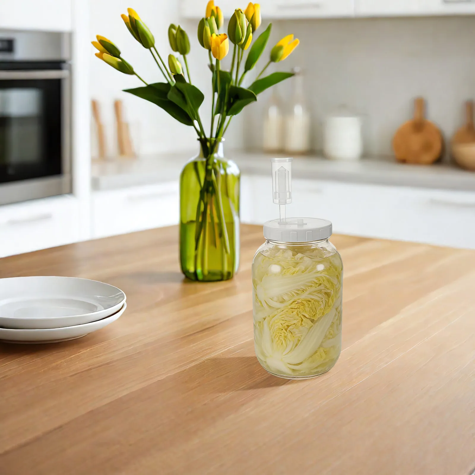 Glass Fermentation Jar 1 Gallon Wide Mouth Food Grade with Airlock Lid Fermenting Tank for Kimchi Sauerkraut Pickling Wine