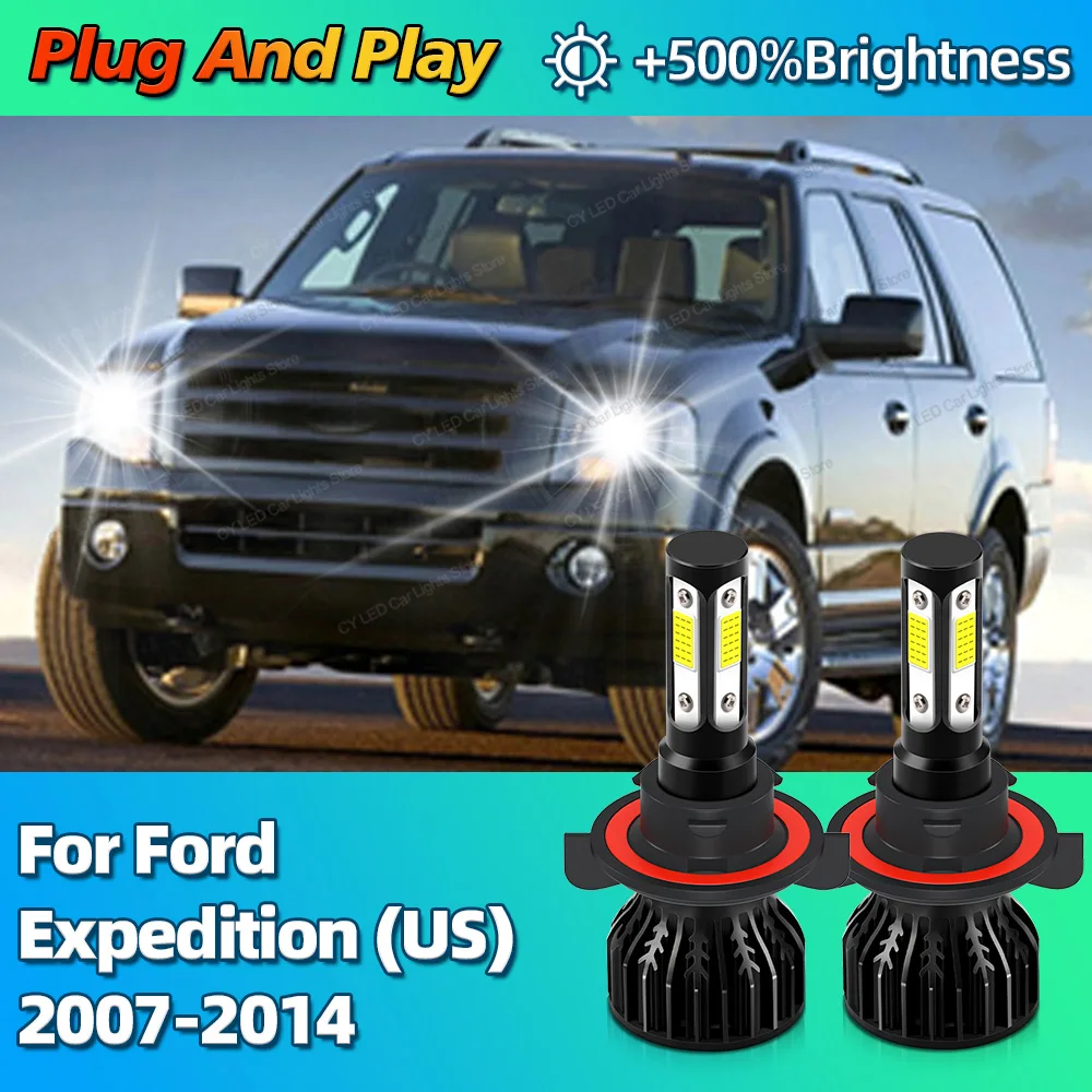 

2Pcs Turbo 30000Lm Car Headlight LED Bulbs CANBUS Lights H13 9008 For Ford Expedition (US)2007 2008 2009 2010 2011-2014 Headlamp