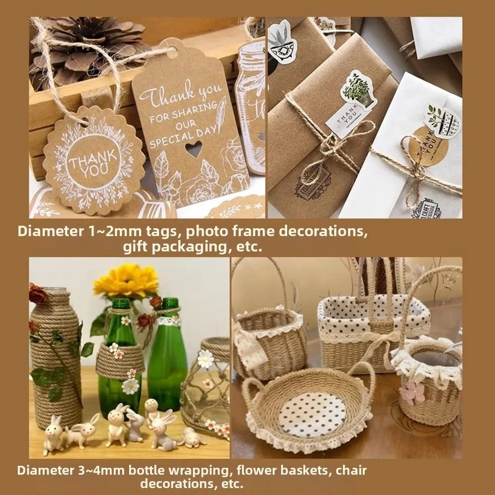 دائم ريفي الجوت خيوط 2/3/4/5/6/14 مللي متر اليدوية الجوت الحبل مقاومة للاهتراء قابلة لإعادة الاستخدام مكرامية الحبل عيد الميلاد الديكور #3