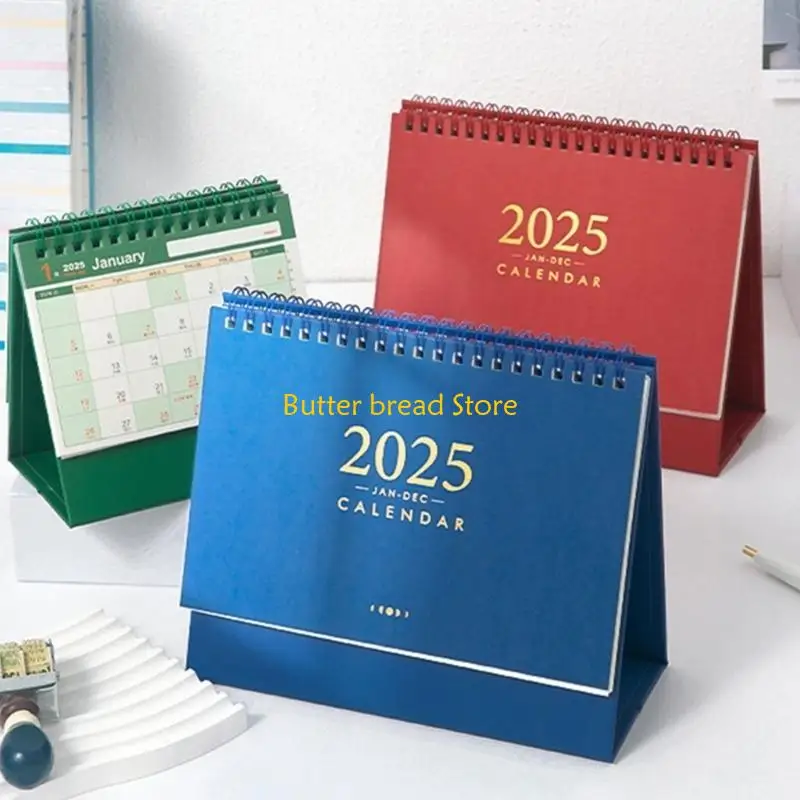 W89C Stand Up Desk Calendar Twin-Coil Binding for Office, 2024-2025 Desk Calendar